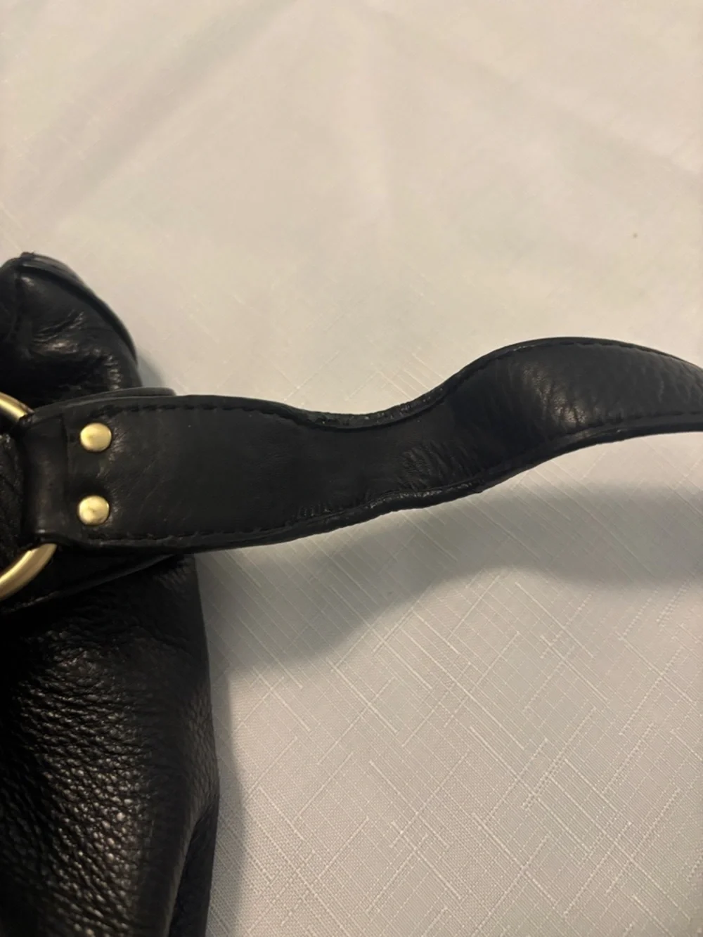 VTG Michael Kors Black Pebble Leather Shoulder Satchel w/Gold accents pockets - Picture 9 of 11